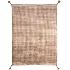 Grid Teppich, Weiß - Camel