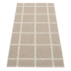 Ada Teppich 70 X 150 Cm, Dunkles Leinenbeige – Steingrau Metalli