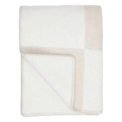 Ala Überwurf, 130 x 180 cm, Weiß - Sandbeige -Heimtextilien Ala villahuopa 130x180 valkoinen kitti 3 anno hires