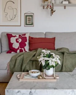 Revontuli Mohair-Decke, Puderbeige - Olivgrün -Heimtextilien Christmas Mood 3