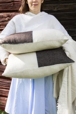 Block Kissen, 45 X 60 Cm, Blau - Schwarz -Heimtextilien Cushion black blue stripe 2