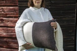 Block Kissen, 45 X 60 Cm, Blau - Schwarz -Heimtextilien Cushion black blue stripe 6