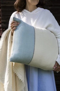 Block Kissen, 45 X 60 Cm, Blau - Schwarze Streifen -Heimtextilien Cushion blue black stripe 3