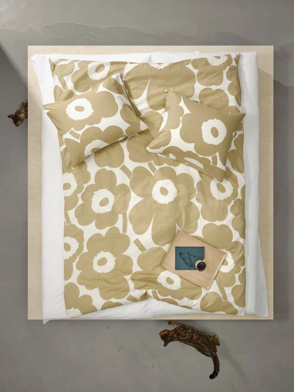 Marimekko Unikko Kopfkissenbezug 50 X 60 Cm, Baumwolle – Beige 4 Marimekko Unikko Kopfkissenbezug 50 X 60 Cm, Baumwolle – Beige – Bild 2
