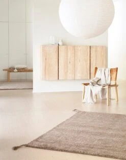 Grid Teppich, Weiß - Camel -Heimtextilien Hand knotted wool rug Uni 18500505 col. camel woodnotes 10 1