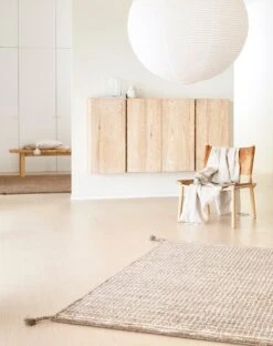 Grid Teppich, Weiß - Camel -Heimtextilien Hand knotted wool carpet Grid 18600105 col. white camel woodnotes 6 1