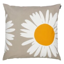 Marimekko Auringonkukka Kissenbezug, 50 X 50 Cm, Beige - Weiß - Gelb