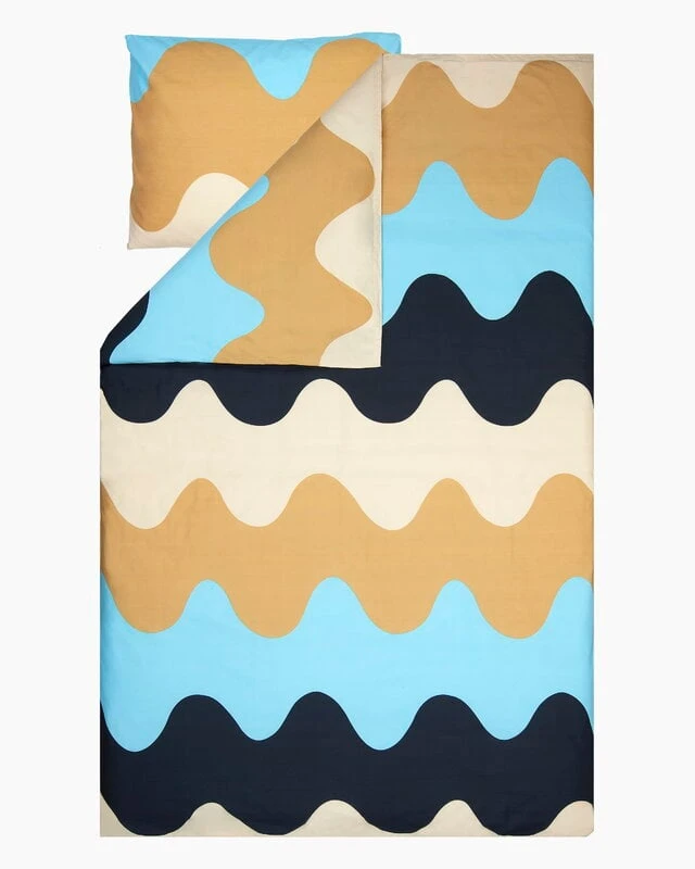 Marimekko Lokki Bettbezug 150 X 210 Cm, Blau – Beige – Weiß 4 Marimekko Lokki Bettbezug 150 X 210 Cm, Blau – Beige – Weiß – Bild 2