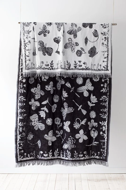 Aamos Decke, Weiß – Schwarz 5 Aamos Decke, Weiß – Schwarz – Bild 3