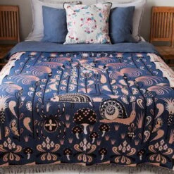 Bird Überwurf, 180 X 200 Cm, Kobaltblau -Heimtextilien bird 03