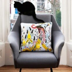 Crane Kissenbezug, Leinen-Baumwolle, Grau -Heimtextilien crane02