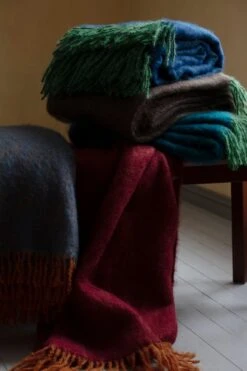 Revontuli Mohairdeckei, Rostorange - Jeansblau -Heimtextilien lapuankankurit revontuli blankets 4