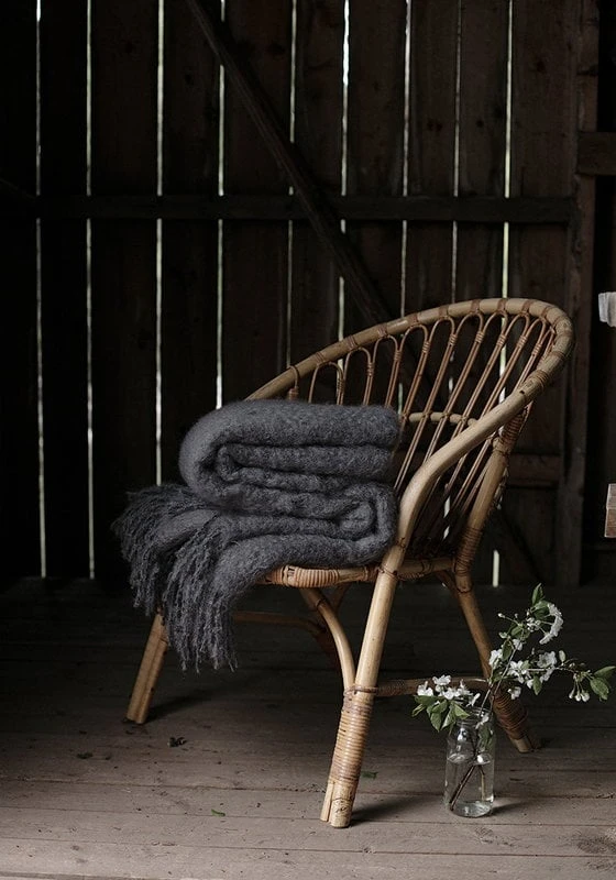 Mohair-Decke Saaga Uni, Rauchgrau 4 Mohair-Decke Saaga Uni, Rauchgrau – Bild 2